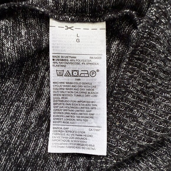 GAP Softspun Blouson Sleeve V-Neck Top Marled Marled Black - Picture 7 of 7